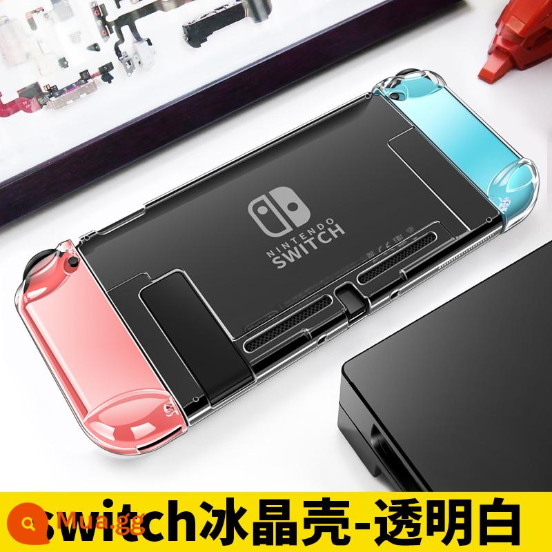 Vỏ bảo vệ Nintendo Switcholed trong suốt Vỏ tay cầm công tắc Vỏ cứng hai mảnh NS phiên bản tuổi thọ pin Vỏ đế có thể cắm được Vỏ bảng điều khiển trò chơi OLED Tấm che bụi Phụ kiện hộp thẻ pha lê acrylic - Vỏ pha lê băng chuyển đổi-[màu trắng trong suốt] miễn phí + nắp rocker