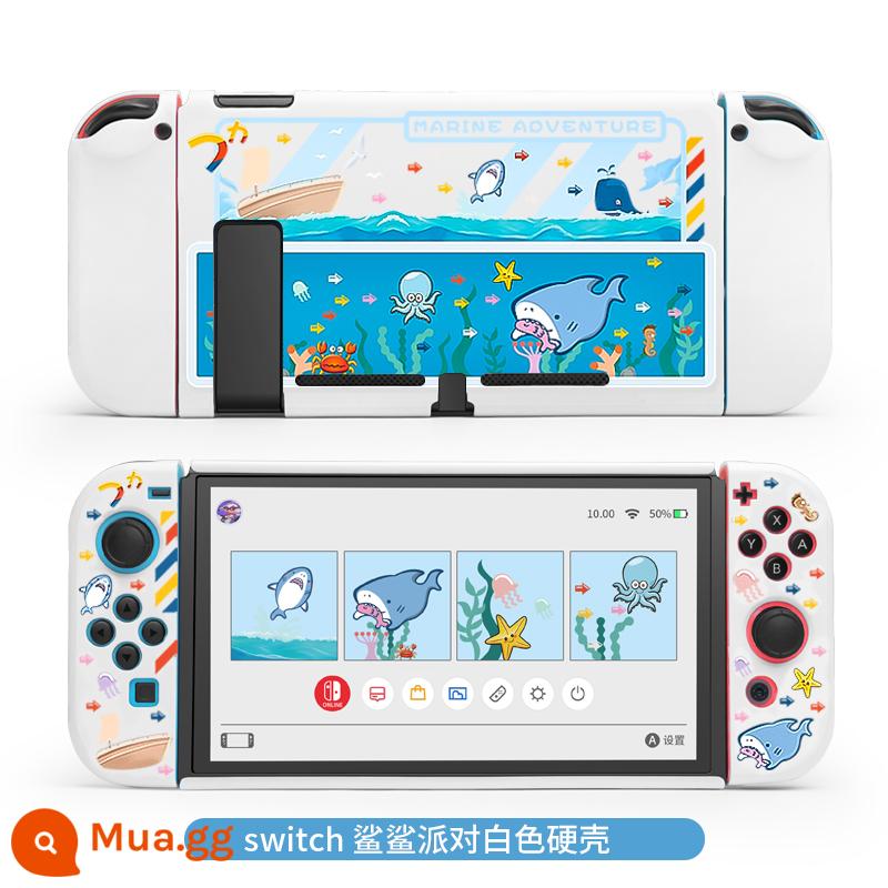 Vỏ bảo vệ Nintendo Switch Vỏ bảo vệ switcholed đế cắm được tay cầm ns vỏ hai mảnh vỏ silicon vỏ mềm phụ kiện màn hình oled riêng biệt nhãn dán nslite vỏ cứng mờ - Switch vỏ cứng mới nâng cấp [Underwater World White] đi kèm film + cap