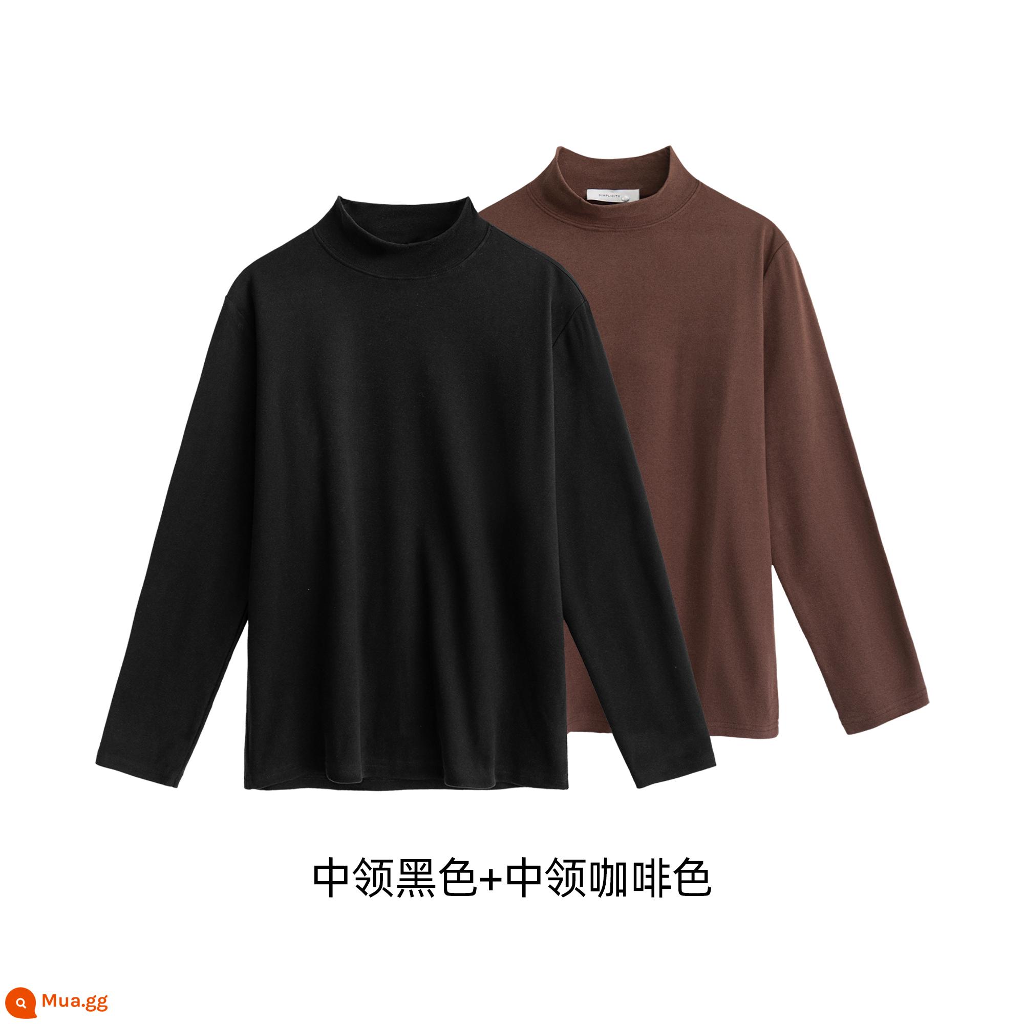 Đen TURTLENCECK BASE MENTUMENT MINAUM VÀ WINTER Đạo đức ống t -Shirt dài -sleeved Trendy Glimming Top -Level Sensory Warening Nội tâm - Cổ áo trung tâm màu đen + cổ áo trung tâm màu nâu