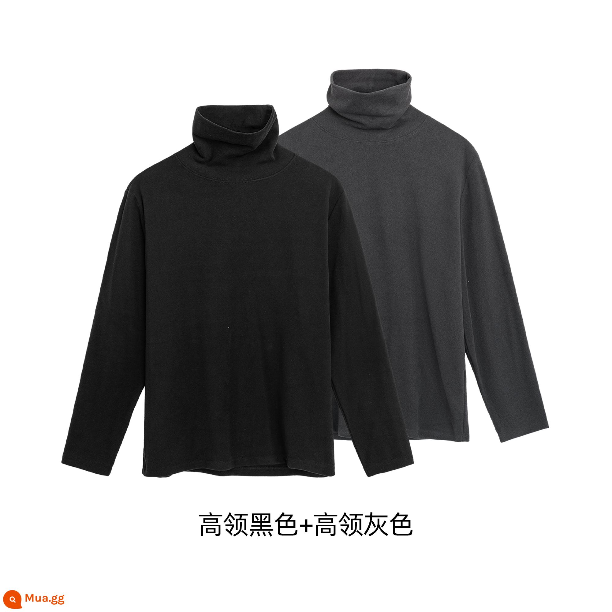 Đen TURTLENCECK BASE MENTUMENT MINAUM VÀ WINTER Đạo đức ống t -Shirt dài -sleeved Trendy Glimming Top -Level Sensory Warening Nội tâm - Áo cao cổ màu đen + áo cao cổ màu xám