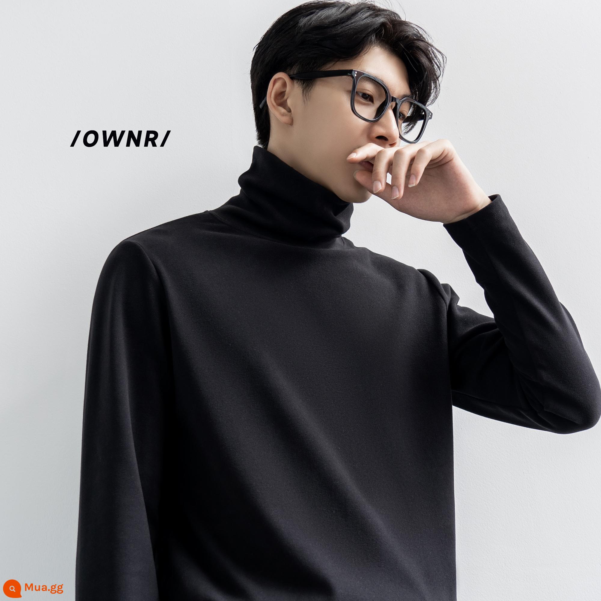 Đen TURTLENCECK BASE MENTUMENT MINAUM VÀ WINTER Đạo đức ống t -Shirt dài -sleeved Trendy Glimming Top -Level Sensory Warening Nội tâm - cao cổ màu đen