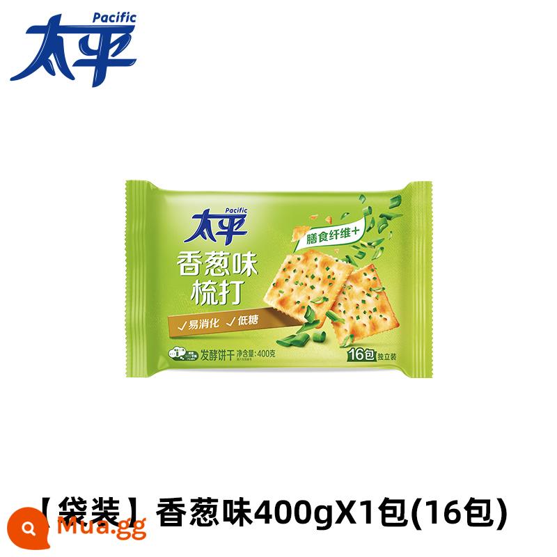 Taiping Soda Bánh quy 400 gam/túi Chive Hương vị sữa Hương vị muối Ít đường Soda Bánh quy Gói nhỏ Đồ ăn nhẹ thông thường - [Túi] Hương hẹ 400gX1 túi (16 túi)