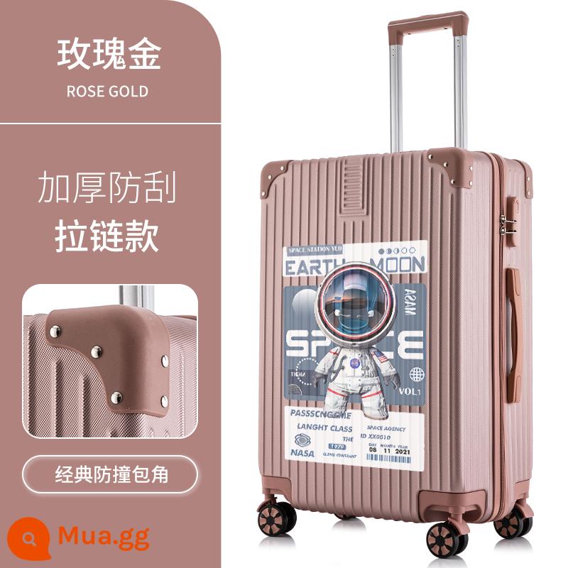 Hộp hành lý mới của Nans Astronomy Box nữ Tie Box Hộp da 20 inch Mật khẩu là mạnh mẽ, bền và dày - Phi hành gia đầu to cỡ trung bình★Zipper★Vàng hồng