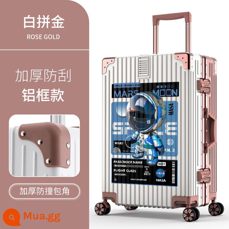 Hộp hành lý mới của Nans Astronomy Box nữ Tie Box Hộp da 20 inch Mật khẩu là mạnh mẽ, bền và dày - Phi hành gia đầu to bên trái◇khung nhôm◇trắng và vàng