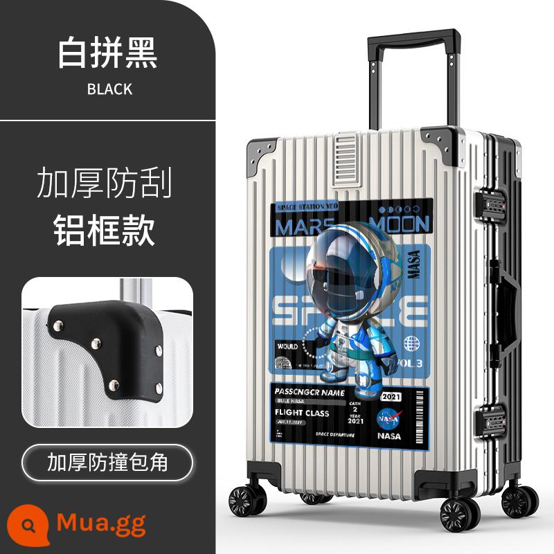 Hộp hành lý mới của Nans Astronomy Box nữ Tie Box Hộp da 20 inch Mật khẩu là mạnh mẽ, bền và dày - Phi hành gia đầu to bên trái◇khung nhôm◇trắng và đen