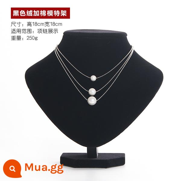 Băng Ngõ Vòng Cổ Đỡ Mặt Dây Chuyền Cổ Khuôn Trang Sức Đứng Hình Nộm Cổ Treo Trang Sức Vòng Cổ Giá Kệ - nhung đen 18cm