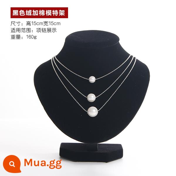 Băng Ngõ Vòng Cổ Đỡ Mặt Dây Chuyền Cổ Khuôn Trang Sức Đứng Hình Nộm Cổ Treo Trang Sức Vòng Cổ Giá Kệ - nhung đen 15cm