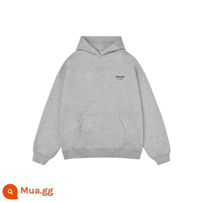 CHINism CH Phong Cách Mỹ Có Mũ Nặng Áo Len Nam Triều Thương Hiệu Dạo Phố Cao Cấp In Chữ Đồng Màu Áo Hoodie Xu Hướng - xám nhạt