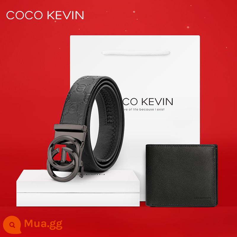 COCO KEVIN Thắt Lưng Da Nam Khóa Tự Động 2023 Mới Thắt Lưng Nam Thương Hiệu Cao Cấp Dây Da Bò Nguyên Chất - [Mô hình ba chiều 5D màu súng]+Công nghệ khắc 3D thời trang cho toàn bộ lớp đầu+Kẹp ngắn