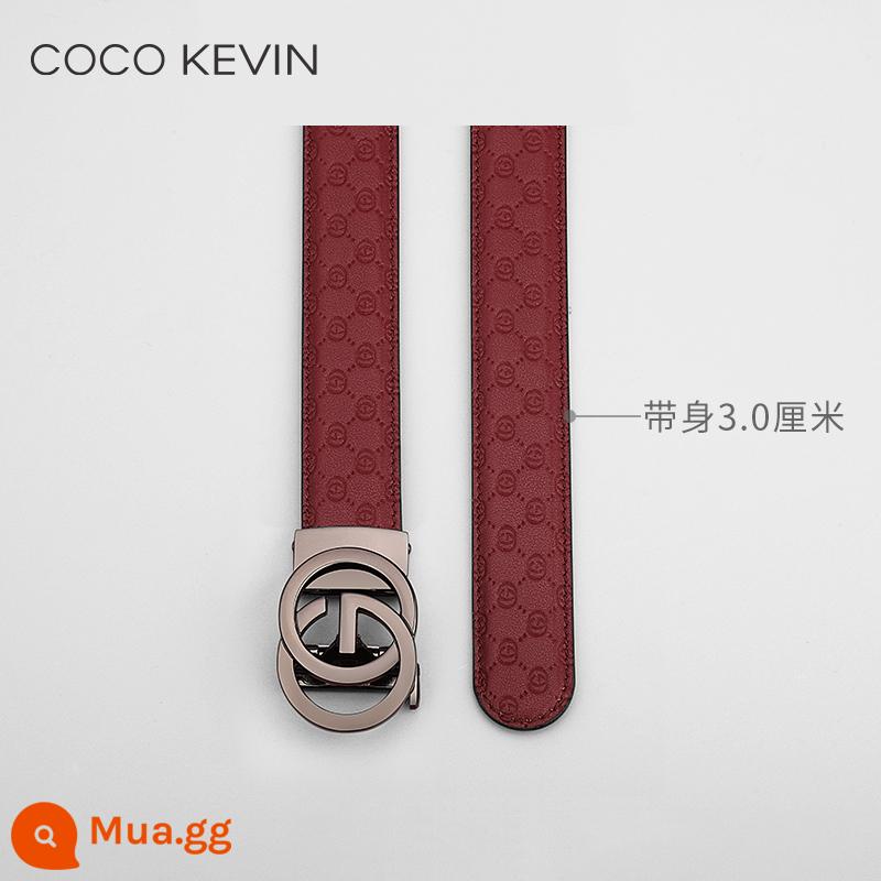 COCO KEVIN Thắt lưng nữ khóa tự động ins phong cách 2023 thắt lưng nữ mới thời trang đai tất cả các trận đấu thủy triều - [Màu súng] Thắt lưng đỏ tía 3.0cm