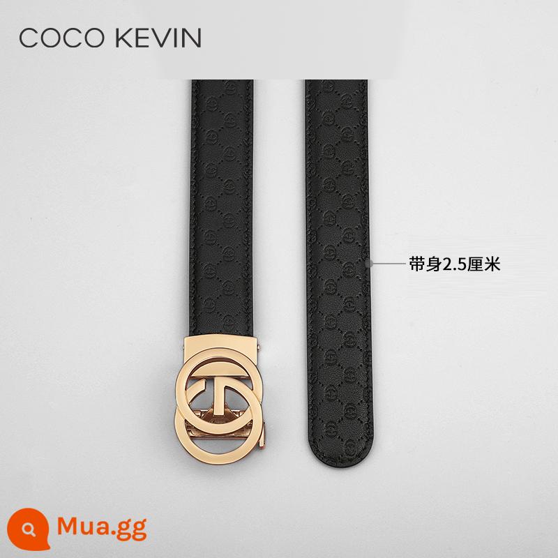 COCO KEVIN Thắt lưng nữ khóa tự động ins phong cách 2023 thắt lưng nữ mới thời trang đai tất cả các trận đấu thủy triều - [Vàng] Đai đen 2.5cm