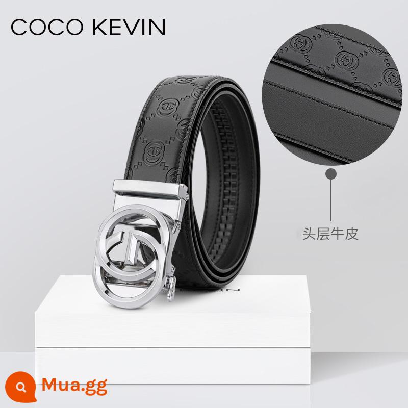 COCO KEVIN Thắt Lưng Da Nam Khóa Tự Động 2023 Mới Thắt Lưng Nam Thương Hiệu Cao Cấp Dây Da Bò Nguyên Chất - [Mô hình ba chiều 5D bạc]+Da bò lớp 1 khắc 3D thời trang