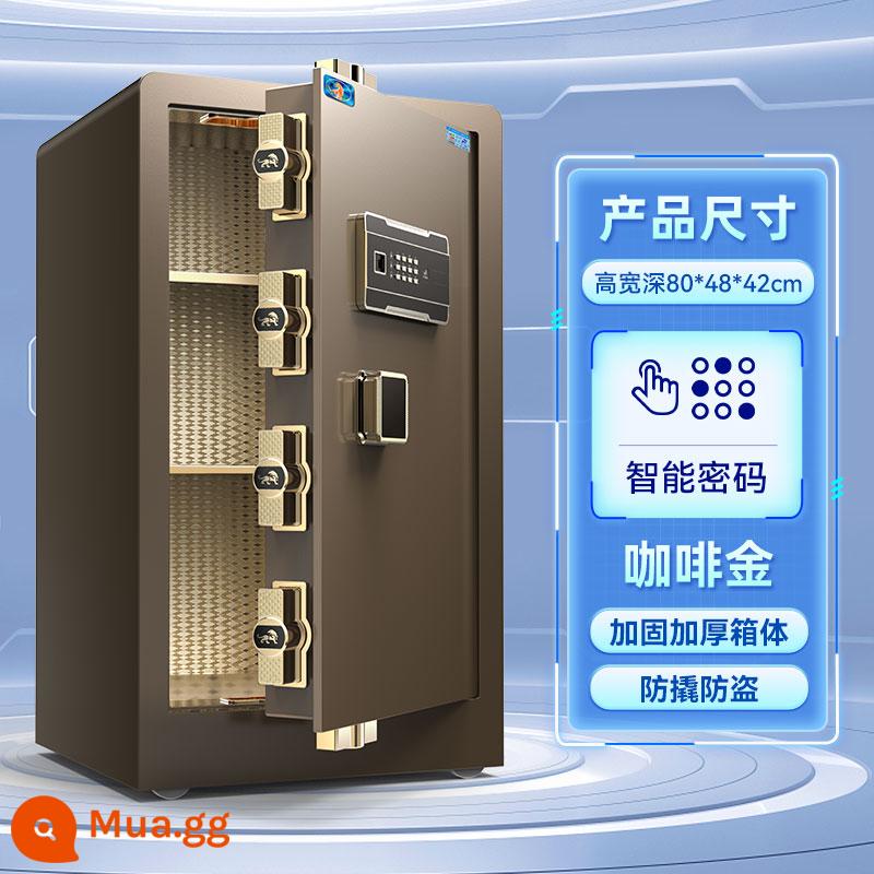 Tiger safe home safe chính thức chống trộm hoàn toàn bằng thép 2023 văn phòng mới thương mại 60/80cm 1,2m mật khẩu vân tay mật khẩu tập tin dung lượng lớn hộp an toàn đầu giường vào tủ quần áo - Mật khẩu vàng cà phê 80cm + chìa khóa ba lớp có trọng lượng và dày