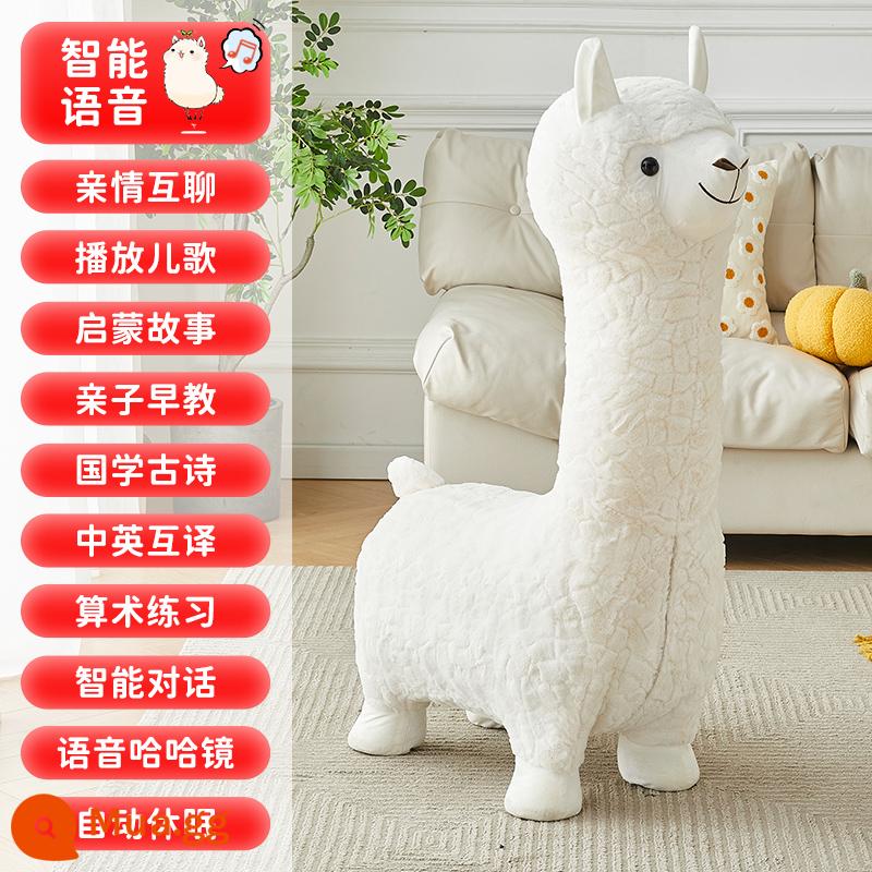 Sáng Tạo Alpaca Ghế Động Vật Phân Phòng Khách Từ Sàn Đến Trần Vật Trang Trí Trang Trí Giày Phân Tân Gia Quà Tặng Năm Mới - Mẫu Flagship Bông Tuyết Trắng⭐Alpaca Giọng Nói Thông Minh