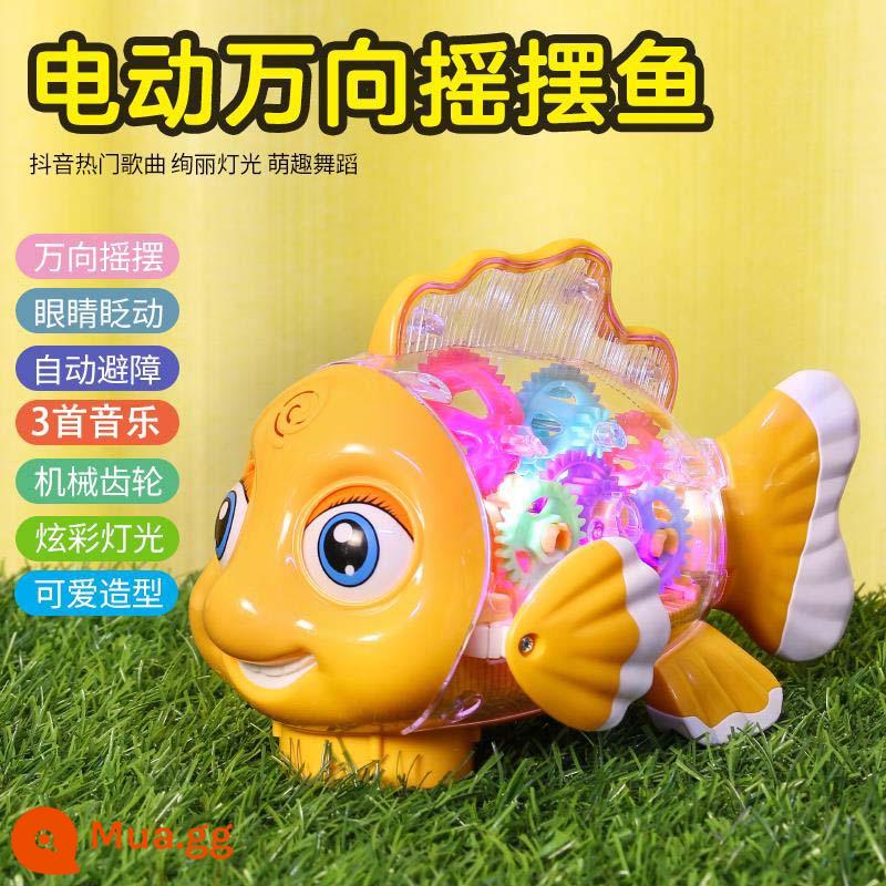 Douyin cùng phong cách có thể hát và nhảy vũ trụ vịt đồ chơi động cơ đu quay robot bé trai và bé gái 0-1 tuổi - (Du lịch phổ thông) Gear bập bênh cá 3 bản nhạc, ánh sáng, tự động tránh chướng ngại vật