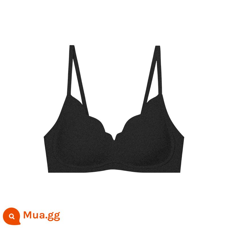 Ubras Velvet Pearl Sandwich Soft Hỗ trợ Petal Cup Vest Back Hook Bra Ⅱ - [Móc lưng ngọc trai đồng loại] màu đen