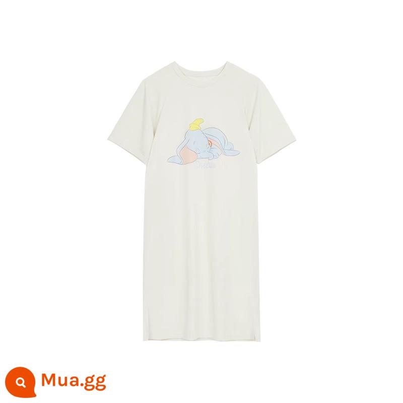 Ubras Disney sê-ri đám mây cotton ngắn tay băng lụa phục vụ tại nhà phương thức váy ngủ - Hu Hu Mây Ngủ Bông-Jasmine White (Dumbo)