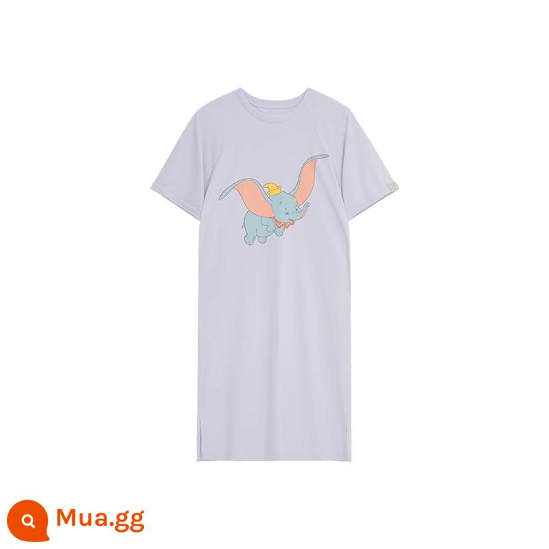 Ubras Disney sê-ri đám mây cotton ngắn tay băng lụa phục vụ tại nhà phương thức váy ngủ - Happy Cloud Cotton-Soft Xám Tím (Dumbo)