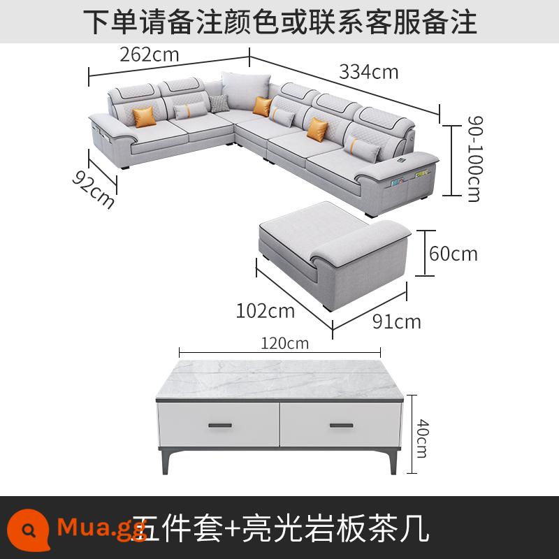 Bắc Âu 2023 Mới Sofa Vải Kết Hợp Nội Thất Vuông Lớn Số Công Nghệ Vải Sofa Cao Su Phòng Khách Hiện Đại Đơn Giản - Bộ 5 món + bàn cà phê đá bóng