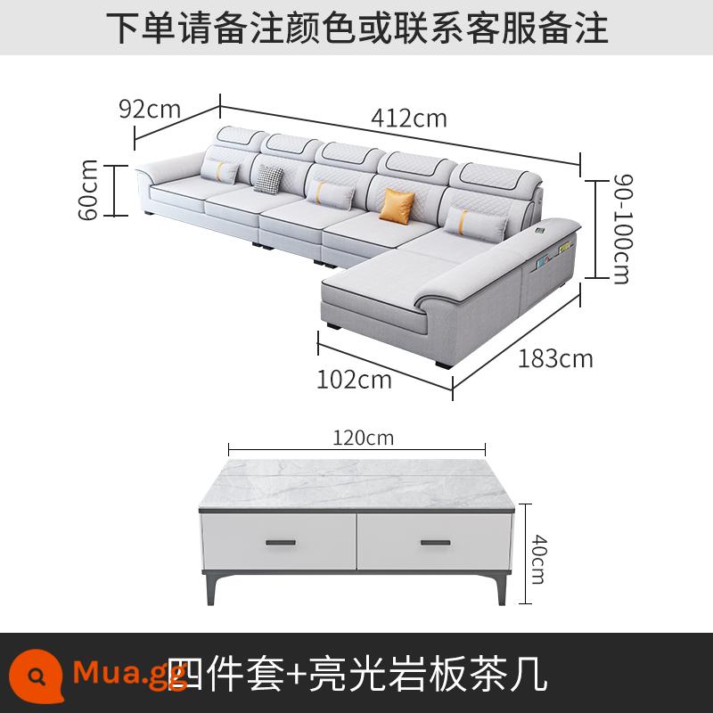 Bắc Âu 2023 Mới Sofa Vải Kết Hợp Nội Thất Vuông Lớn Số Công Nghệ Vải Sofa Cao Su Phòng Khách Hiện Đại Đơn Giản - Bộ bốn món + bàn cà phê đá bóng