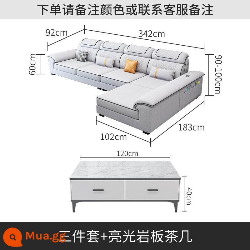 Bắc Âu 2023 Mới Sofa Vải Kết Hợp Nội Thất Vuông Lớn Số Công Nghệ Vải Sofa Cao Su Phòng Khách Hiện Đại Đơn Giản - Bộ ba món + bàn cà phê đá bóng