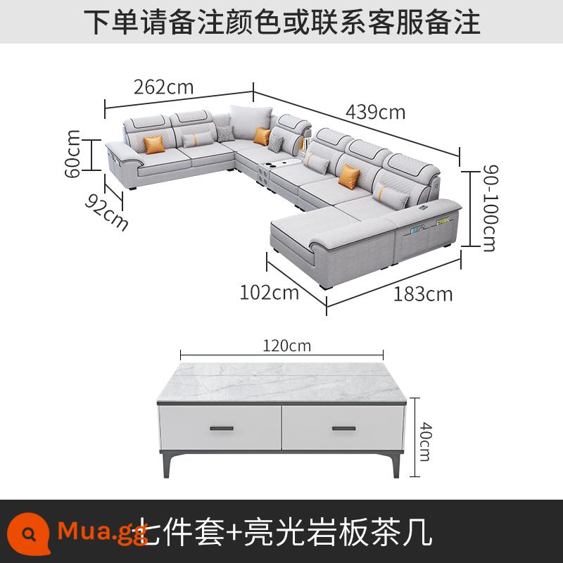 Bắc Âu 2023 Mới Sofa Vải Kết Hợp Nội Thất Vuông Lớn Số Công Nghệ Vải Sofa Cao Su Phòng Khách Hiện Đại Đơn Giản - Bộ bảy món + bàn cà phê đá bóng