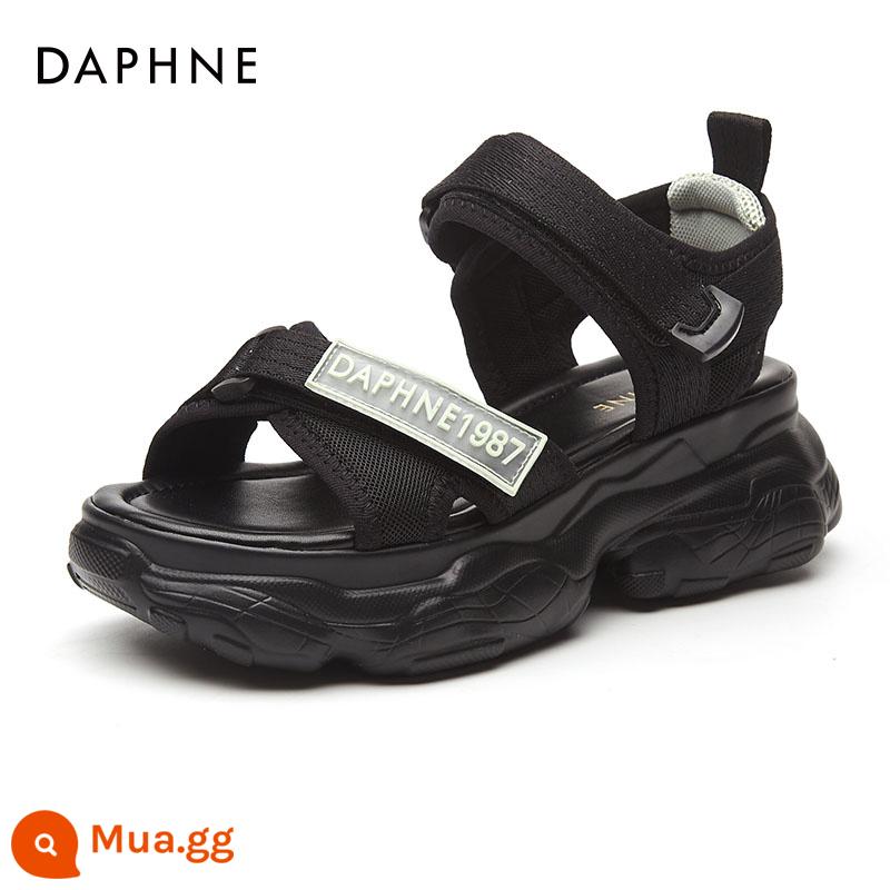 Daphne Bố Giày Sandal Nữ Mùa Hè Mặc Ngoài 2023 Thể Thao Mới Đáy Dày Tăng Đế Nêm Giày Nữ - Điểm đen giao hàng nhanh