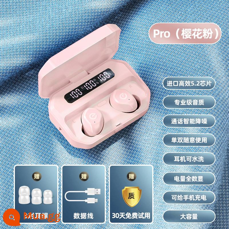 Tai nghe bluetooth true wireless 2022 mẫu new girl thời lượng pin siêu lâu chất lượng âm thanh siêu tốt cho Huawei Apple nam - [Phiên bản cuối cùng] Chất lượng âm thanh HIFI√5.2 Bluetooth√Màn hình pin kỹ thuật số [Sakura Pink]