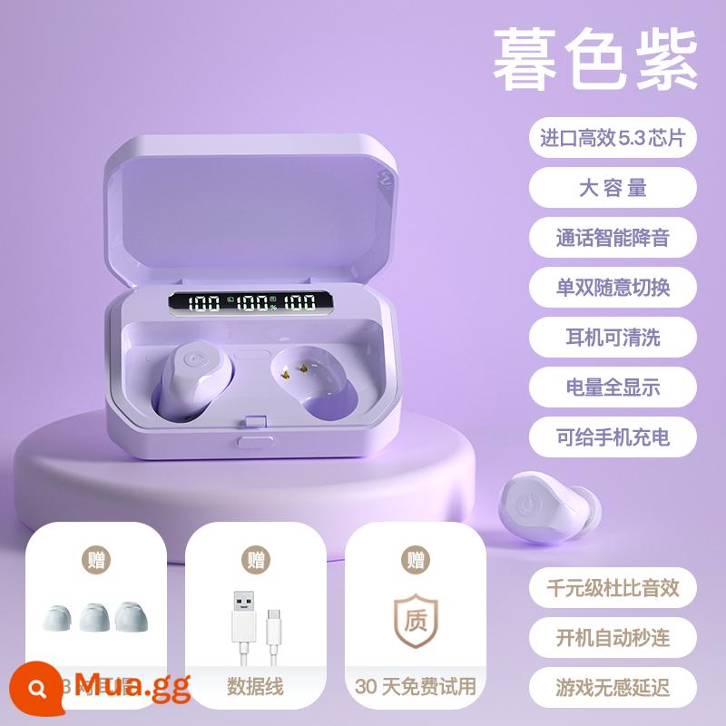 Tai nghe bluetooth true wireless 2022 mẫu new girl thời lượng pin siêu lâu chất lượng âm thanh siêu tốt cho Huawei Apple nam - [Phiên bản hàng đầu] Hiệu ứng âm thanh ngàn nhân dân tệ √5.3 Bluetooth √ Có thể sạc bằng điện thoại di động [Tím hoa oải hương]