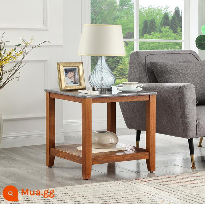 Ghế sofa gỗ đơn giản giả đá cẩm thạch sáng sang trọng bên cạnh một vài góc một vài bàn cà phê nhỏ phòng khách tủ phụ tủ góc Bàn vuông nhỏ Trung Quốc - Quả óc chó + xám (48*48*60)