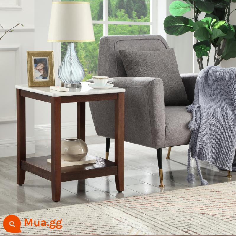 Ghế sofa gỗ đơn giản giả đá cẩm thạch sáng sang trọng bên cạnh một vài góc một vài bàn cà phê nhỏ phòng khách tủ phụ tủ góc Bàn vuông nhỏ Trung Quốc - Gỗ óc chó đen + trắng (48*48*60)