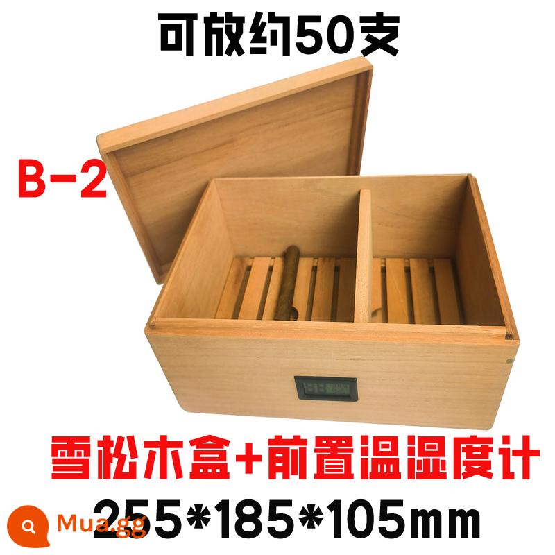 Humidor gỗ đặc nhập khẩu hộp gỗ tuyết tùng Tây Ban Nha hộp gỗ di động xì gà nhà sản xuất hộp tạo độ ẩm xì gà Chunhua - 50 hộp gỗ tuyết tùng + máy đo nhiệt độ và độ ẩm phía trước 255*185*105MM