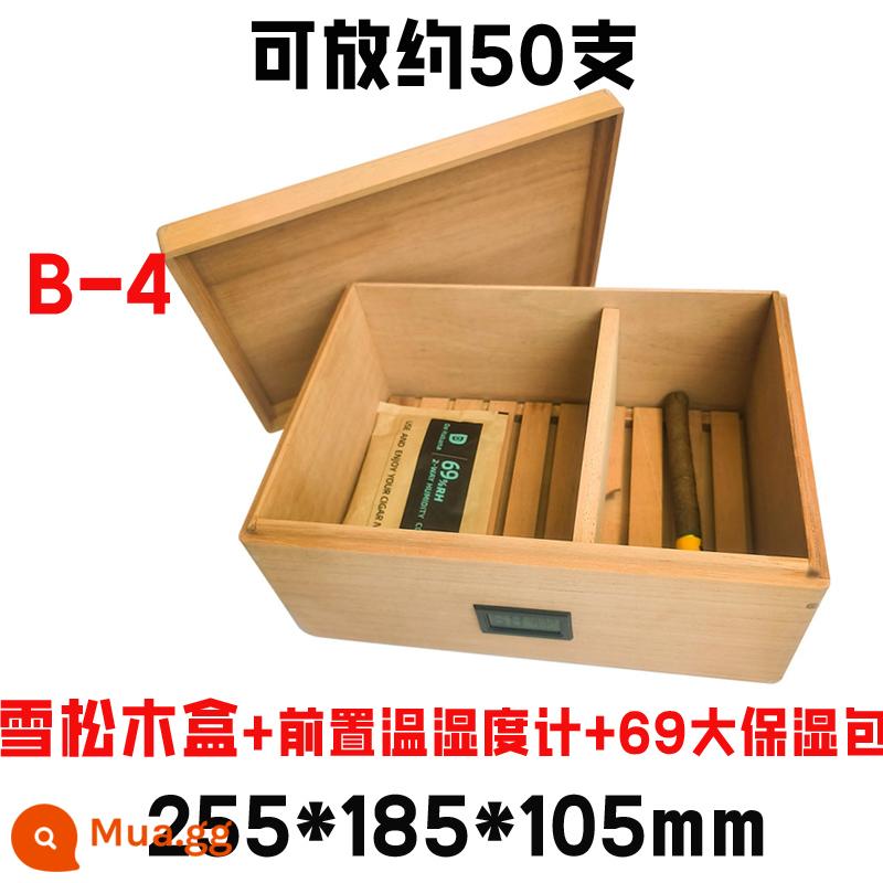 Humidor gỗ đặc nhập khẩu hộp gỗ tuyết tùng Tây Ban Nha hộp gỗ di động xì gà nhà sản xuất hộp tạo độ ẩm xì gà Chunhua - 50 hộp gỗ tuyết tùng + máy đo nhiệt độ và độ ẩm phía trước + túi dưỡng ẩm lớn 255*185*105MM