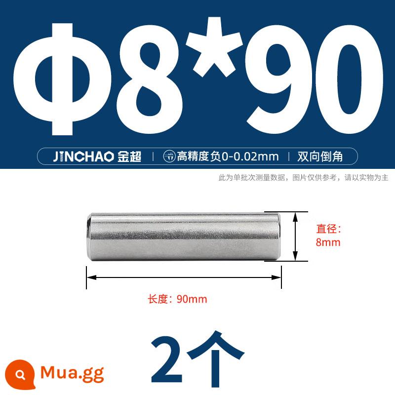 Chốt định vị hình trụ chốt inox 304 chốt cố định chốt đặc M2M2.5M3M4M5M6M8M10mm - Φ8*90 (2 cái)