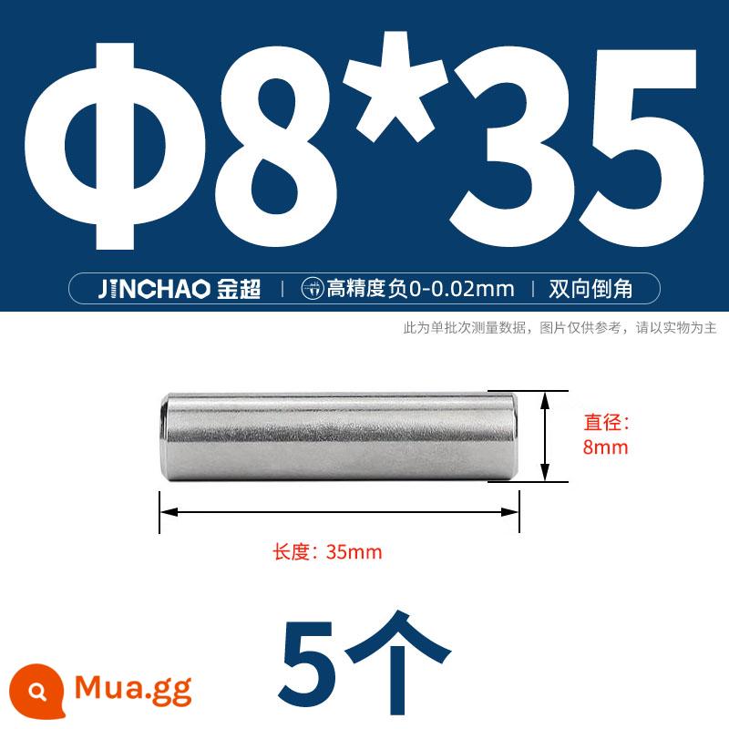 Chốt định vị hình trụ chốt inox 304 chốt cố định chốt đặc M2M2.5M3M4M5M6M8M10mm - Φ8*35(5 cái)