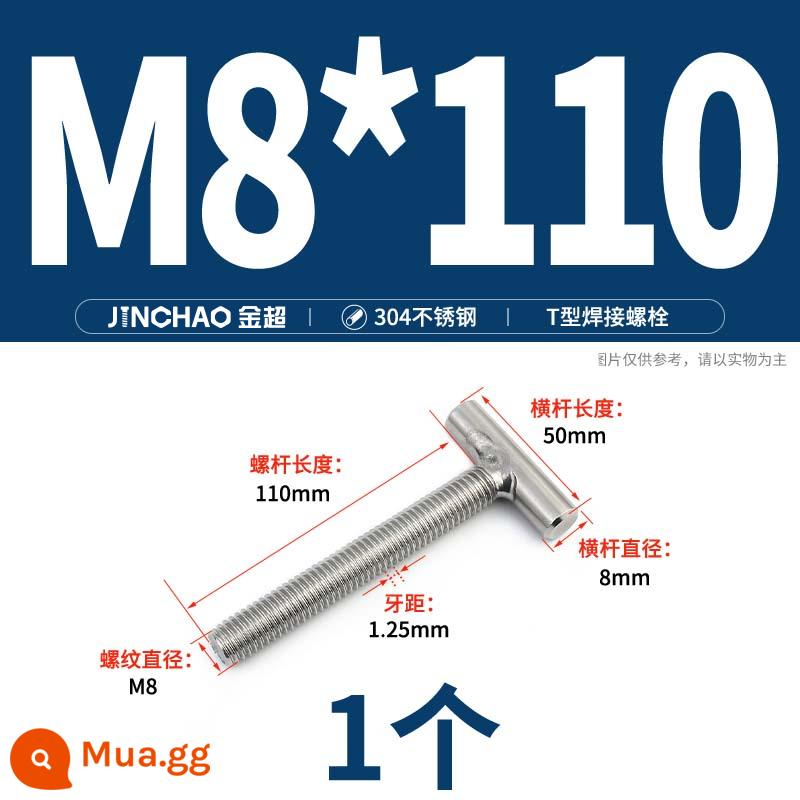 Vít hàn chữ T inox 304 Vít hàn chữ T Bu lông chữ T M4M5M6M8M10M12 - M8*110 (1 cái)