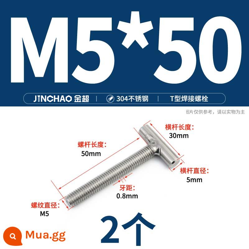 Vít hàn chữ T inox 304 Vít hàn chữ T Bu lông chữ T M4M5M6M8M10M12 - M5*50 (2 cái)