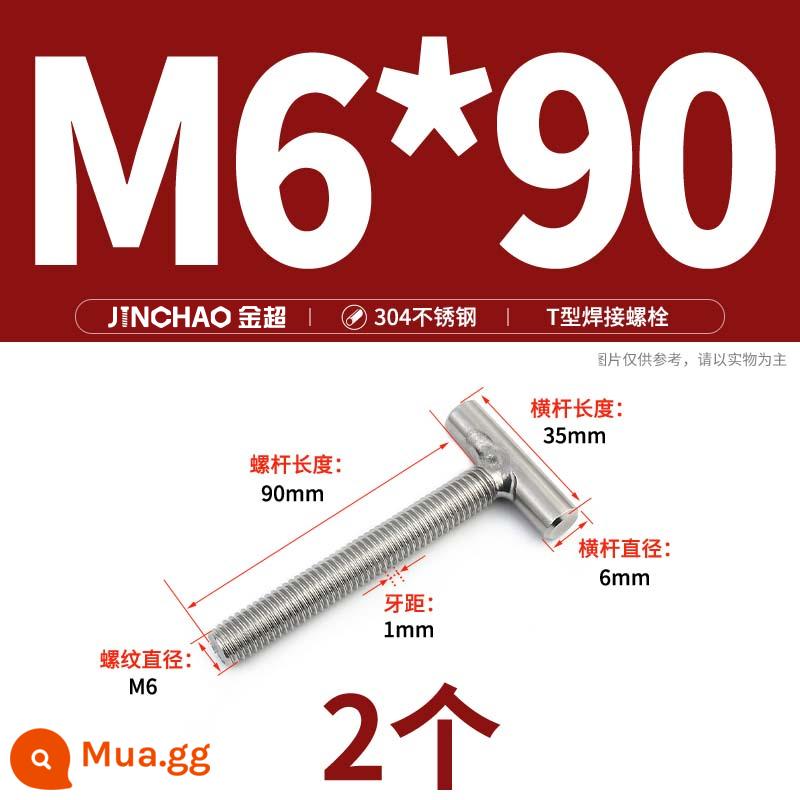 Vít hàn chữ T inox 304 Vít hàn chữ T Bu lông chữ T M4M5M6M8M10M12 - M6*90 (2 cái)