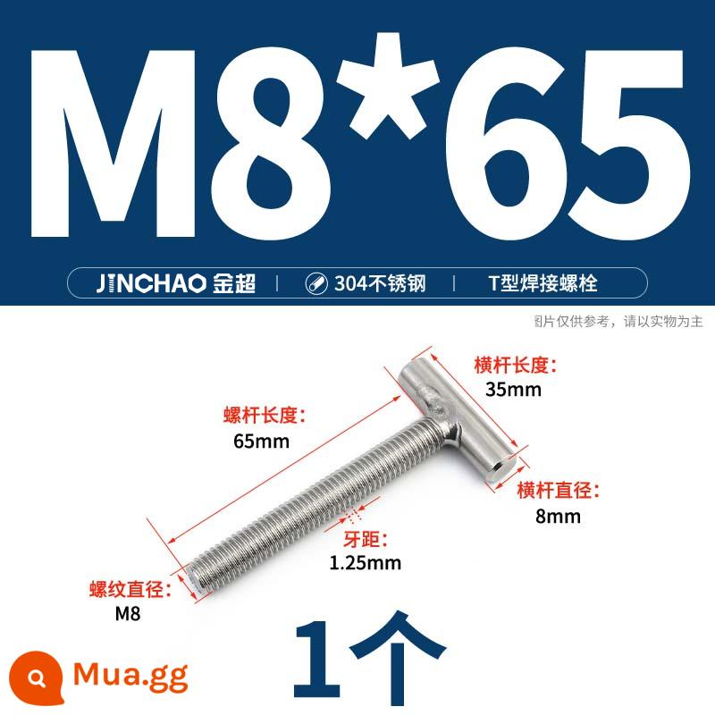 Vít hàn chữ T inox 304 Vít hàn chữ T Bu lông chữ T M4M5M6M8M10M12 - M8*65(1 cái)