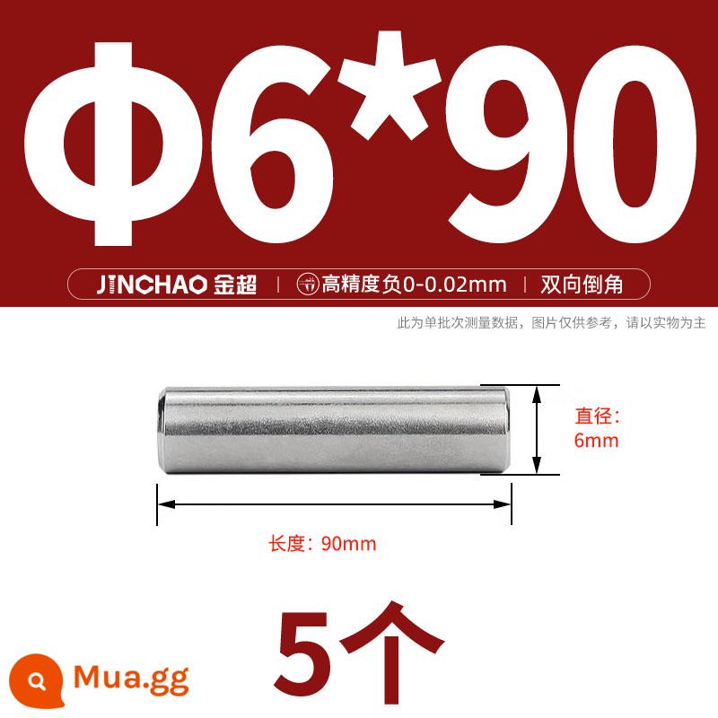 Chốt định vị hình trụ chốt inox 304 chốt cố định chốt đặc M2M2.5M3M4M5M6M8M10mm - Φ6*90(5 cái)