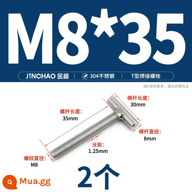 Vít hàn chữ T inox 304 Vít hàn chữ T Bu lông chữ T M4M5M6M8M10M12 - M8*35(2 cái)