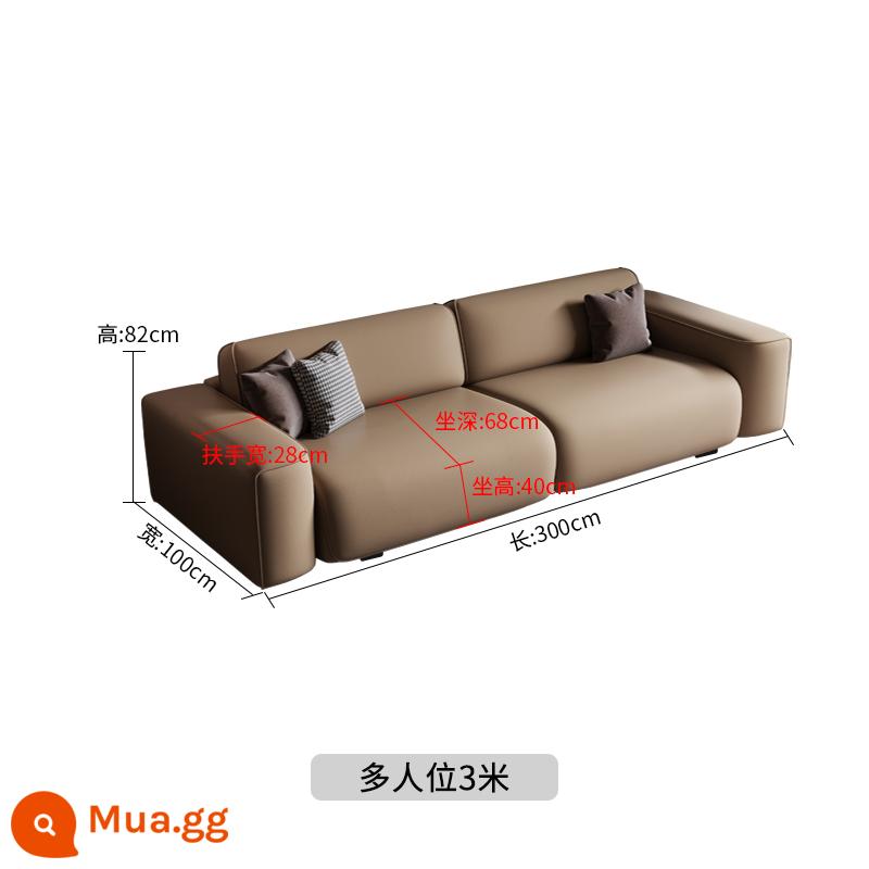 Sofa da đơn giản phòng khách Căn hộ nhỏ tối giản trong khối đậu phụ đỏ Nordic thẳng, gió im lặng, ba người, bốn người - Xe đa chỗ 3 mét Nhận xét màu sắc