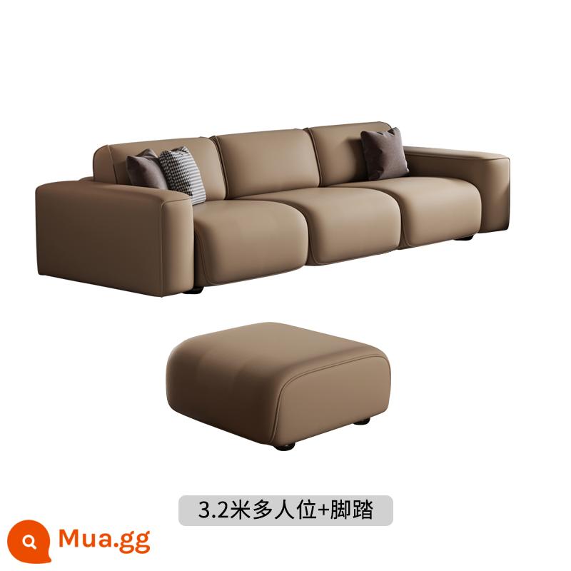 Sofa da đơn giản phòng khách Căn hộ nhỏ tối giản trong khối đậu phụ đỏ Nordic thẳng, gió im lặng, ba người, bốn người - Ghi chú về màu ghế nhiều chỗ + chỗ để chân dài 3,2 mét