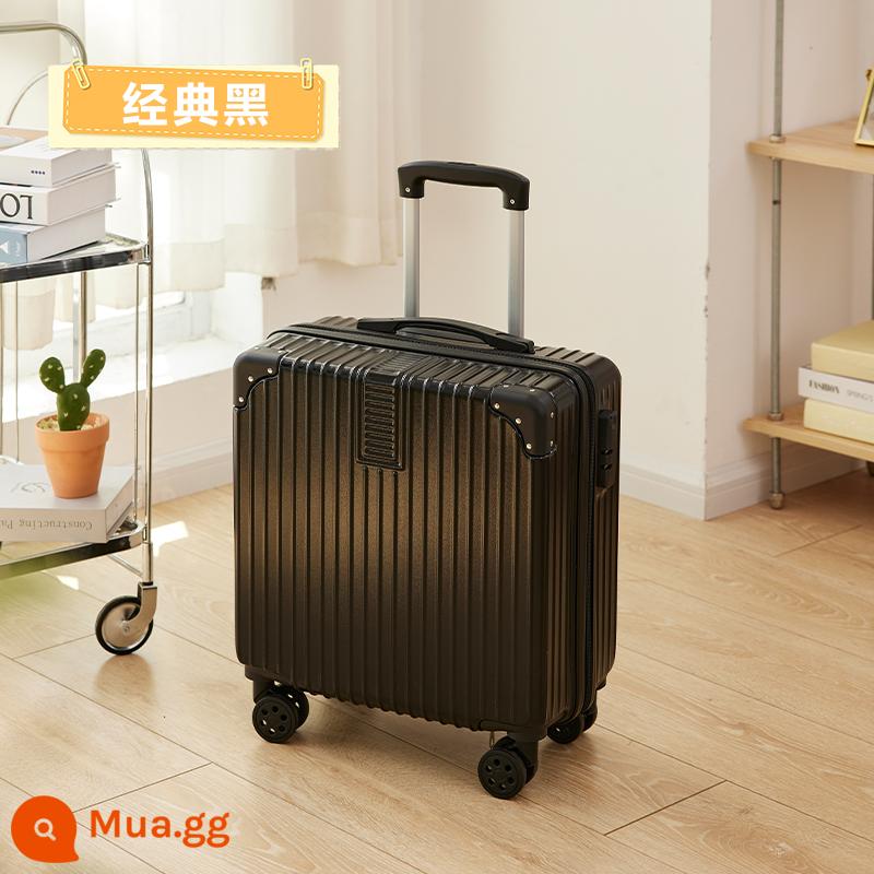 Vali máy bay nữ 18 inch nhỏ và nhẹ có thể mang lên máy bay xe đẩy mini vali mật khẩu vali nam siêu nhẹ 20 inch - Phong cách retro màu đen cổ điển