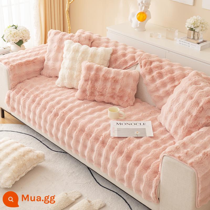 Nam Việt quất nhà mèo cảm giác ins mùa thu đông kem sofa đệm chống trơn trượt bọc ghế sofa dày sang trọng bọc ghế sofa - xin-bột đào trắng