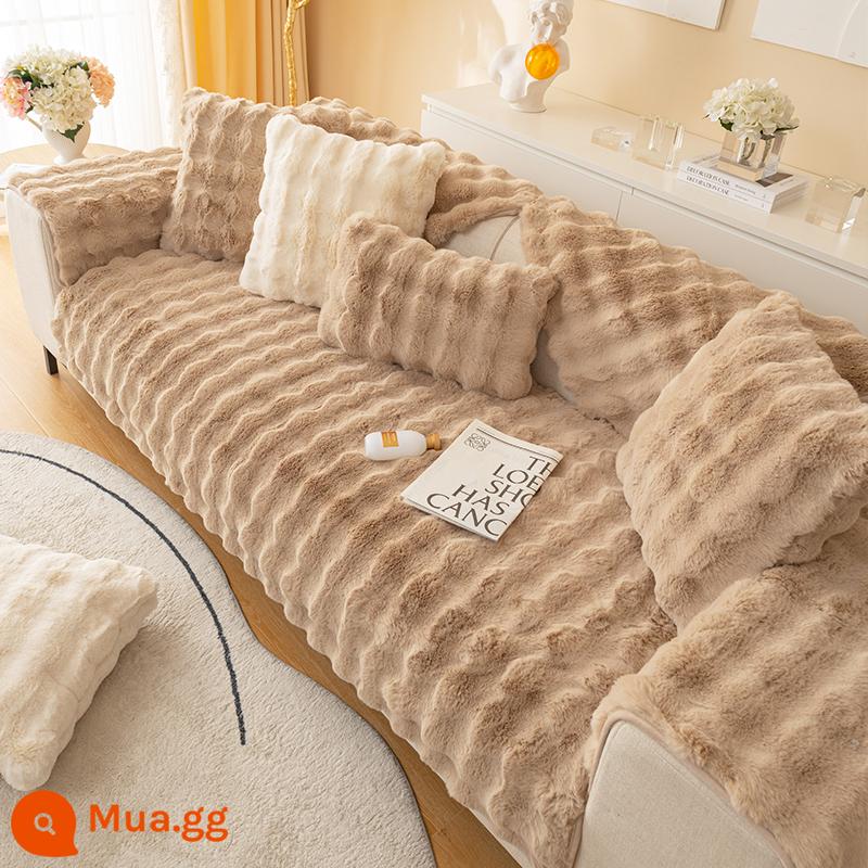 Nam Việt quất nhà mèo cảm giác ins mùa thu đông kem sofa đệm chống trơn trượt bọc ghế sofa dày sang trọng bọc ghế sofa - xin-Coffee Nuo Nuo (Thỏ Nhung)