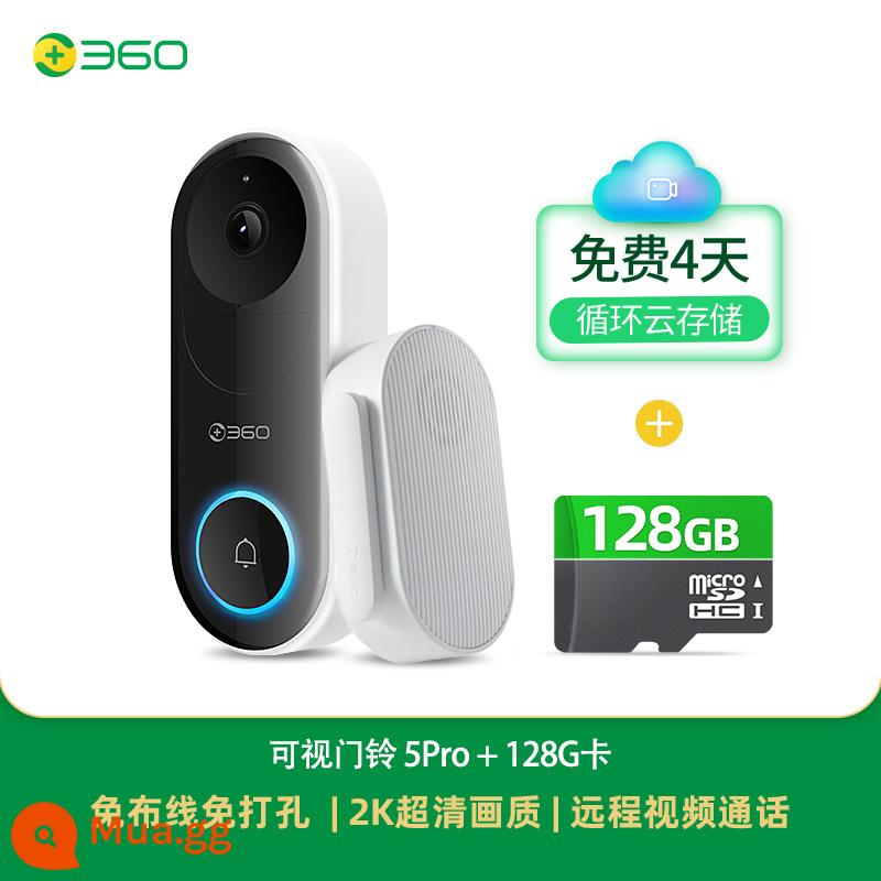 Chuông cửa hình 360 5Pro giám sát thông minh gương cửa chống trộm nhà điều khiển từ xa điện thoại camera mắt mèo 2K - bán như tôm tươi! [2K Ultra HD] Thẻ 5PRO+128G+bộ nhớ đám mây 4 ngày trong 1 năm