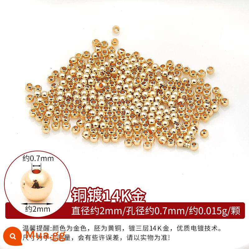 Đồng mạ vàng 18k hạt rời hạt DIY phụ kiện còng tay xâu chuỗi hạt đồng vàng 14K hạt vàng nhỏ miếng đệm chất liệu - Hạt đồng-vàng 14K-2mm-khoảng 98-100 hạt