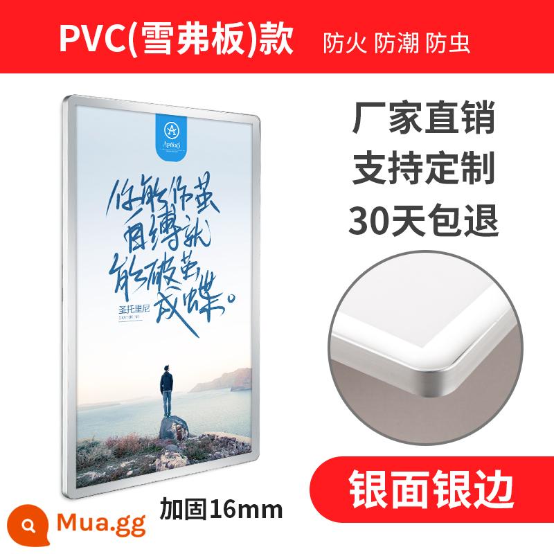 Khung quảng cáo thang máy khung tranh hợp kim nhôm đóng khung khung ảnh a3a4 treo tường khung trưng bày từ tính tròn hút từ tính khung poster - Cạnh bạc và bề mặt bạc (model 1,5cmpvc)