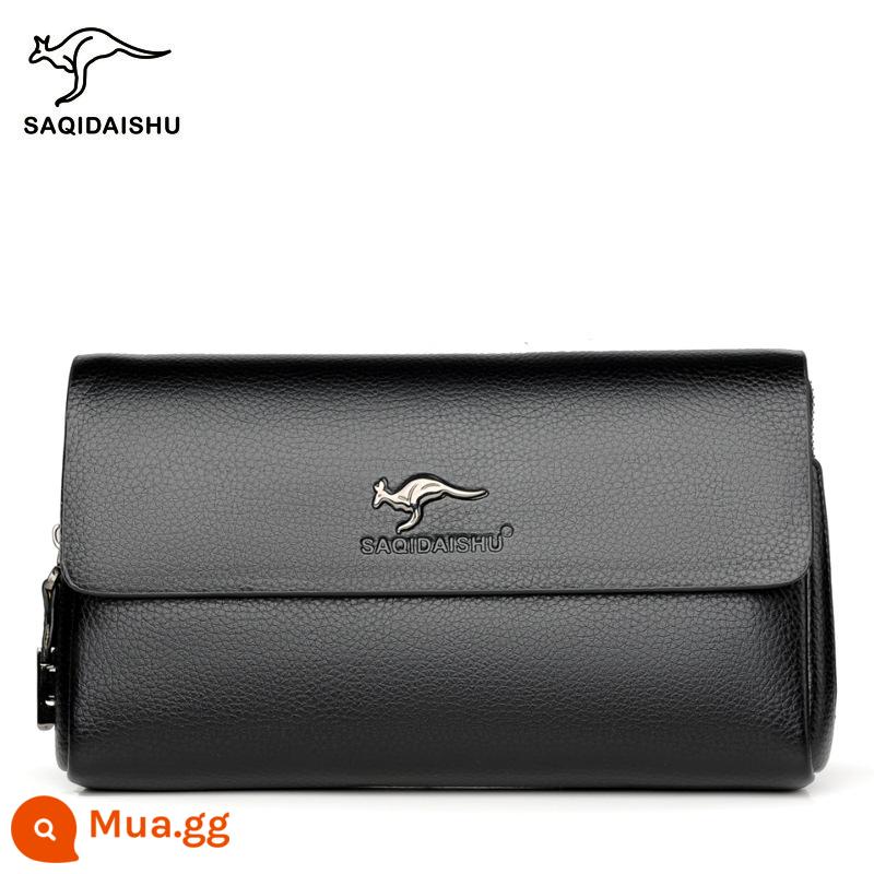 Saatchi Kangaroo Túi Clutch Nam Túi Clutch Ví Da Mềm Chính Hãng Kinh Doanh Túi Kẹp Công Suất Lớn Túi Đeo Tay Thường - đen